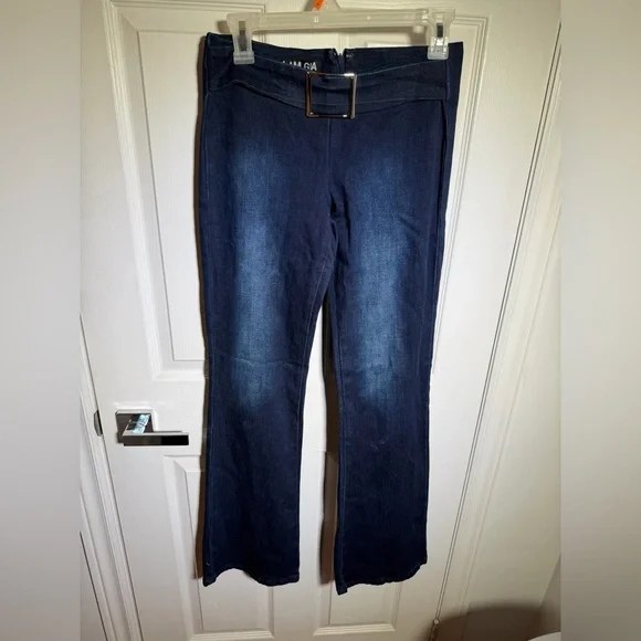 I AM GIA Dark Wash Belted Straight Leg Jeans | Trendy Y2K Style - Picture 3 of 5